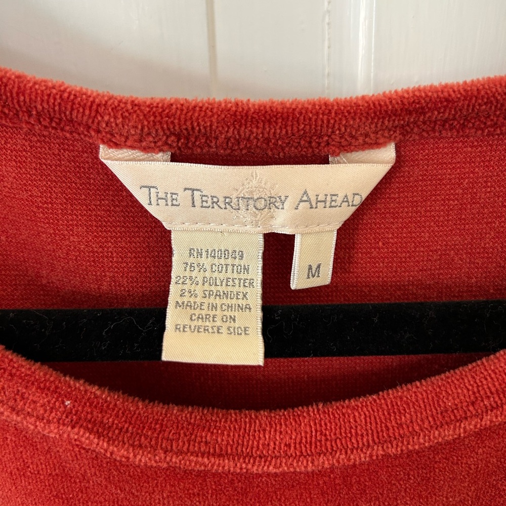 THE TERRITORY AHEAD BURNT ORANGE VELOUR LONG SLEEVE DRESS SIZE MEDIUM - Picture 5 of 9